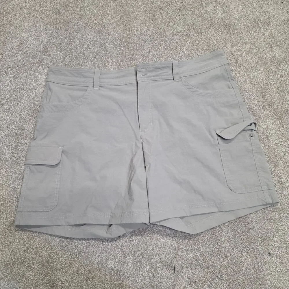 Gorpcore Eddie Bauer Women's Hiking Plus Size Cargo Shorts 16 Gray Nylon Stretch